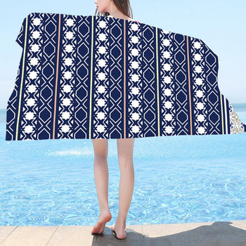 Плажна кърпа Универсална против избледняване, миеща се 150x75 см ивична кърпа за плувен басейн Хавлиена кърпа за ежедневна употреба Хавлиена кърпа за баня