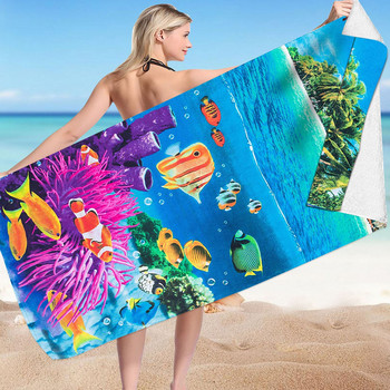 Πετσέτα παραλίας Θαλάσσιο ψάρι με στάμπα Πετσέτα θαλάσσης Πολύχρωμη πετσέτα μπάνιου Αδιάβροχη πετσέτα παραλίας Δαχτυλίδι μπανιέρας για βρέφη