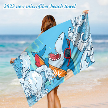 Плажна кърпа с принт Водопоглъщащо бързосъхнещо одеяло Плажна кърпа от микрофибър Без пясък Меки кърпи за баня за пикник на плажа