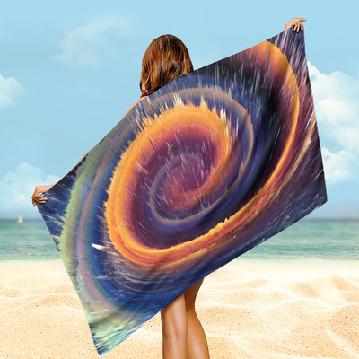 Плажна кърпа с принт Водопоглъщащо бързосъхнещо одеяло Плажна кърпа от микрофибър Без пясък Меки кърпи за баня за пикник на плажа