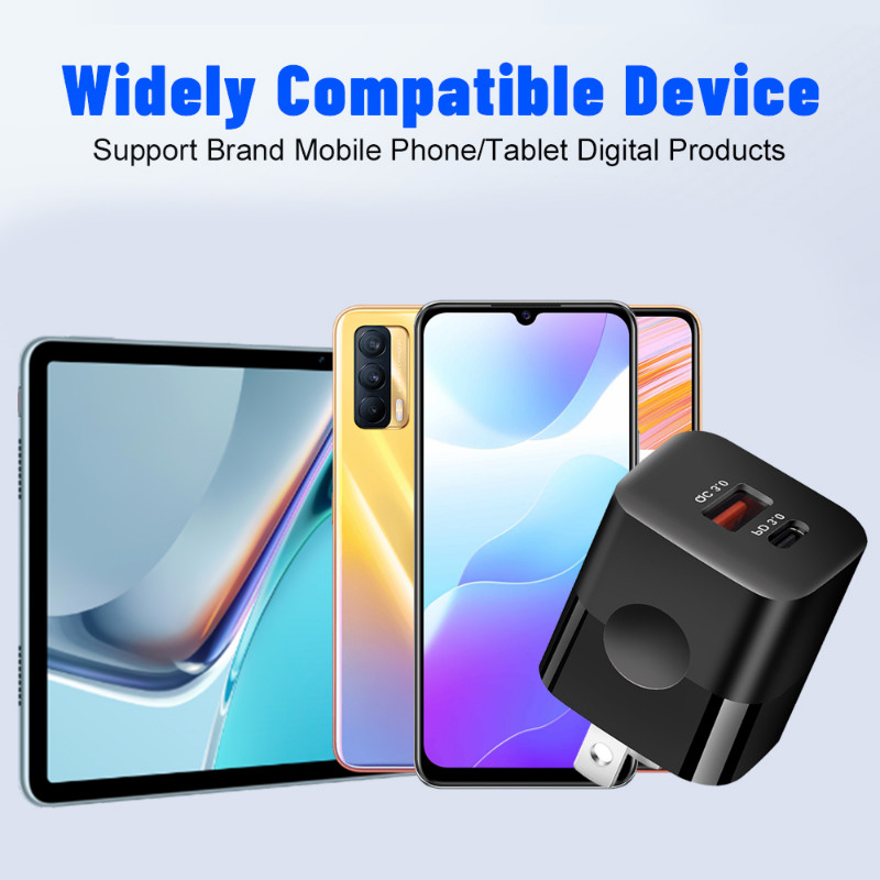 Προσαρμογέας γρήγορου φορτιστή PD 20W QC 3.0 USB Type-C για iPhone Φορτιστές κινητών τηλεφώνων γρήγορης φόρτισης Samsung ΗΠΑ/ΕΕ/ΗΒ Τυπική πρίζα