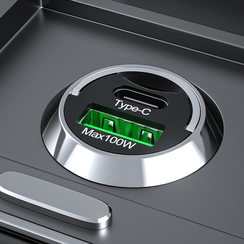 Μίνι κρυφός φορτιστής αυτοκινήτου USB 100w Τύπος C Qc3.0 PD Φορτιστής αυτοκινήτου Γρήγορη φόρτιση Φορτιστής τηλεφώνου αυτοκινήτου Προσαρμογέας Flash Charge πολλαπλών λειτουργιών