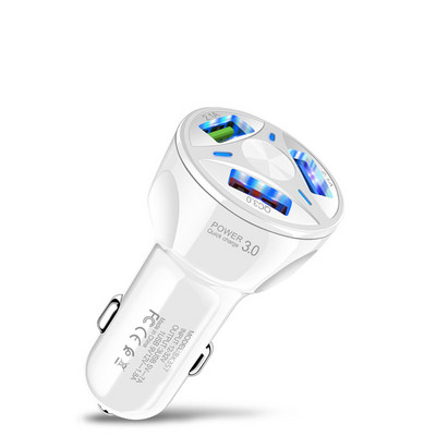 Încărcător auto USB cu 3 porturi QC 3.0 Încărcare rapidă pentru iPhone iPad Xiaomi Huawei Samsung Adaptor încărcător pentru telefon mobil în mașină