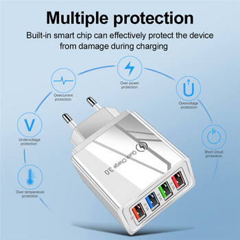 USLION USB Charger Quick Charge 3.0 Phone Adapter for iPhone 11 X 7 Xiaomi Tablet Portable Wall Fast Charger Mobile Fast Charge Βύσμα ΕΕ ΗΠΑ