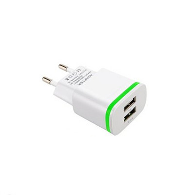 EU Plug 2 Ports LED Light USB laadija 5V 2A seinaadapter Mobiiltelefoni mikroandmete laadimine iPhone iPad Samsung 4.8 jaoks