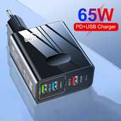 Încărcător USB C GaN 65W PD Tip C Încărcare rapidă 5 porturi Adaptor de perete pentru iPhone12 13 Xiaomi Samsung Încărcare rapidă 3.0 pentru telefon