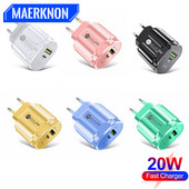 Încărcător USB tip C pentru telefon mobil de 20 W Încărcare rapidă pentru iPhone 11 Xiaomi Huawei Priza UE/SUA/UK PD Adaptor pentru telefon de călătorie cu încărcare rapidă