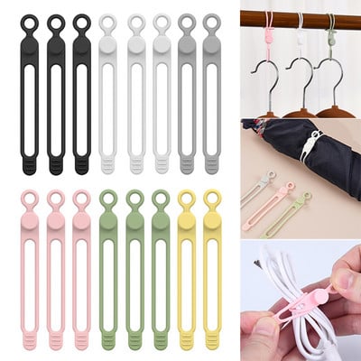 6PCS Silicone Cable Straps Wire Organizer for Earphone Phone Charger Mouse Reusable Fastening Cable Ties Cord Organizer Winder