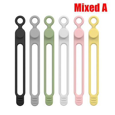 6 vnt. Silikoniniai kabelių dirželiai Vielos laikiklis ausinių telefono įkrovikliui pelė Daugkartinio naudojimo tvirtinimo kabelių raiščiai Laido rišiklis