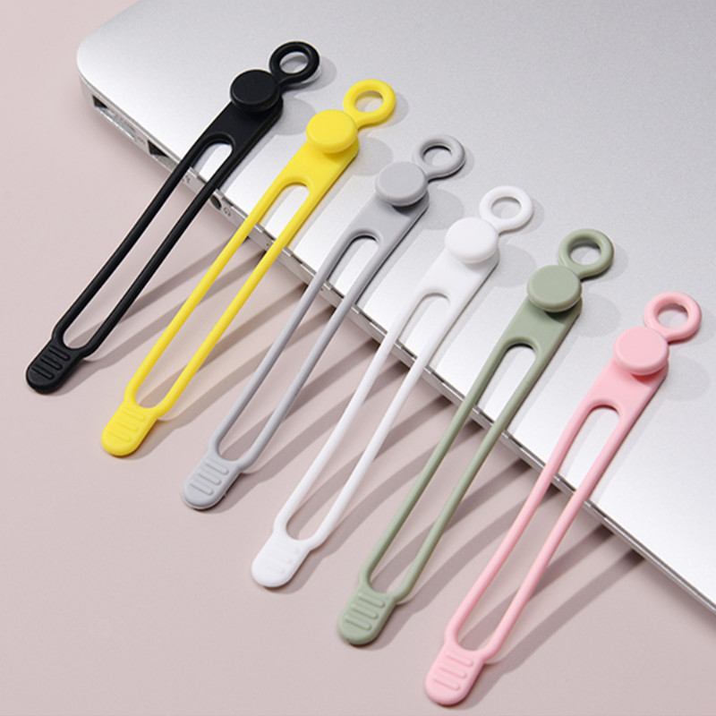 6 vnt. Silikoniniai kabelių dirželiai Vielos laikiklis ausinių telefono įkrovikliui pelė Daugkartinio naudojimo tvirtinimo kabelių raiščiai Laido rišiklis