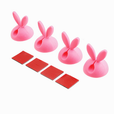 4tk Kaablihaldur armsad jänkukõrvad, kaabliklambrid silikoonist tagaküljel kleepuvad lauakleebis Telefoni laadija kerija kõrvaklapid juhtmehoidja