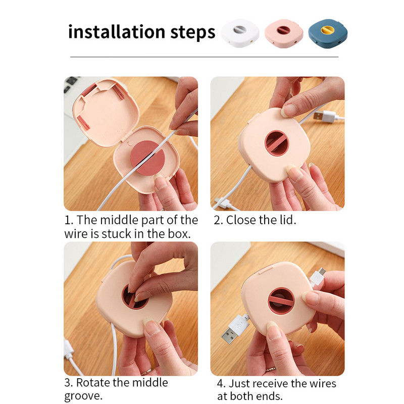 1 tk kaabli organiseerija pöörlev kaabli kerija kast plastikust kaasaskantav traat salvestusümbris telefoni hoidja hiir juhe kõrvaklapid juhtme hoiuruum