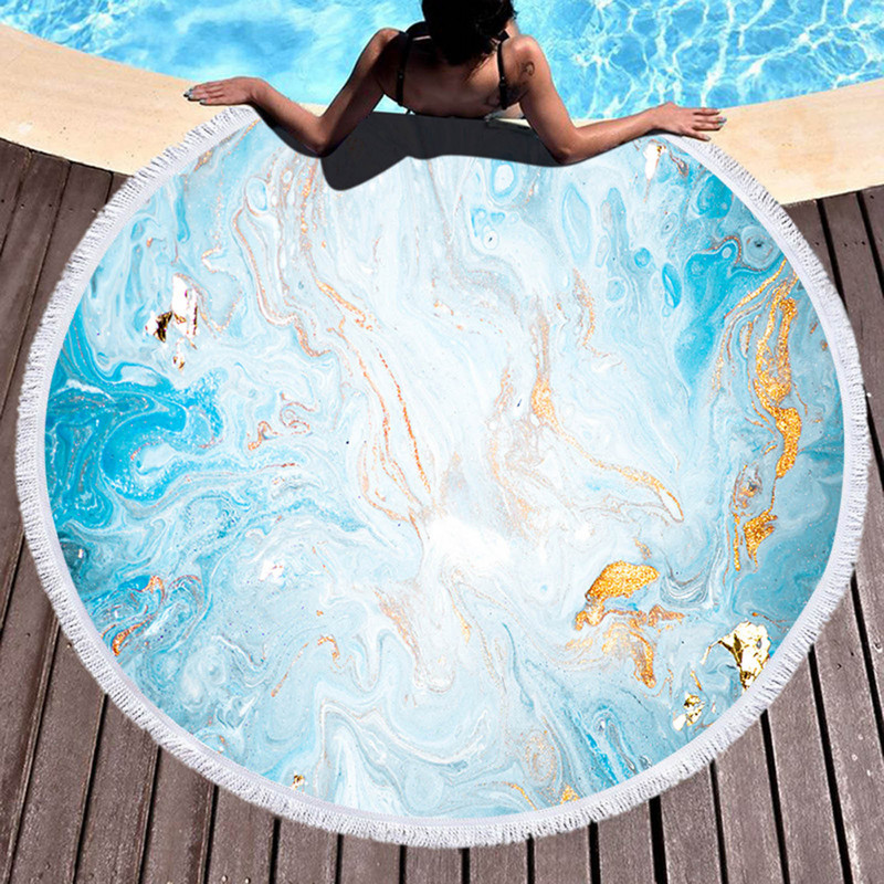 Κουβέρτα παραλίας με στρογγυλή στάμπα Πετσέτα θαλάσσης Σάλι Πετσέτα θαλάσσης Boho Πετσέτα παραλίας για ταξίδια σε εξωτερικό χώρο, Κάμπινγκ Πεζοπορία