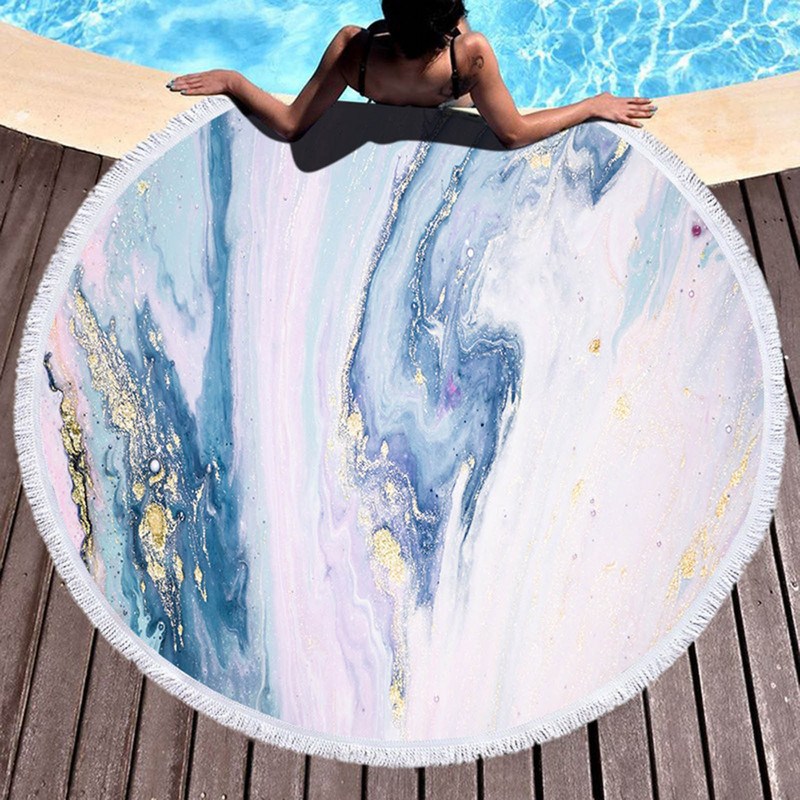 Κουβέρτα παραλίας με στρογγυλή στάμπα Πετσέτα θαλάσσης Σάλι Πετσέτα θαλάσσης Boho Πετσέτα παραλίας για ταξίδια σε εξωτερικό χώρο, Κάμπινγκ Πεζοπορία