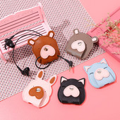 1 buc. Înfășurator de cablu din piele animală drăguț, cablu de date pentru căști, organizator de cabluri de sârmă, geantă de depozitare pentru cablu de încărcare pentru telefon mobil