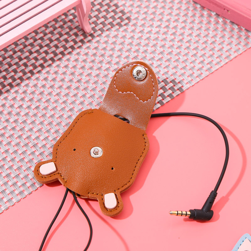 1 buc. Înfășurator de cablu din piele animală drăguț, cablu de date pentru căști, organizator de cabluri de sârmă, geantă de depozitare pentru cablu de încărcare pentru telefon mobil