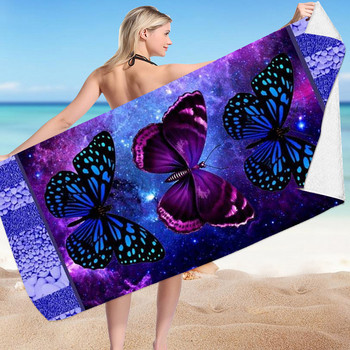 Лека плажна кърпа от микрофибър Тънки пясъчни кърпи Пътуване Басейн Йога Фитнес зала Къмпинг Възрастни Жени Мъже Плажни аксесоари