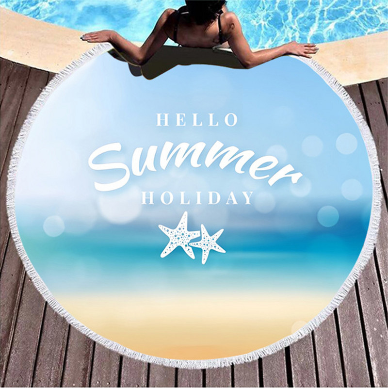 Nyári Hello Round strandtörölköző járda nem tapad a homokos öv bojtszálas strandtörölközőjéhez