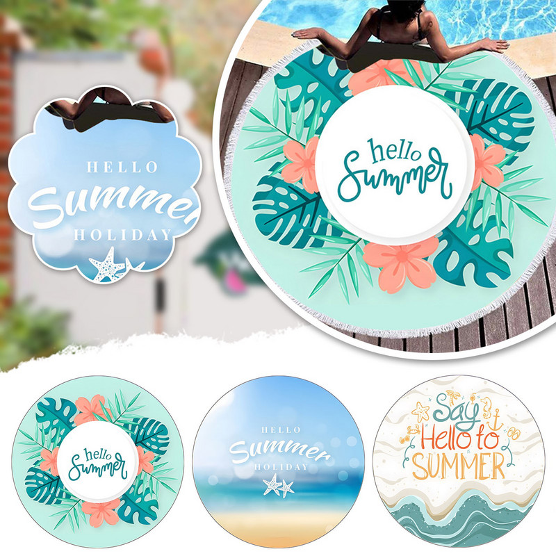 Nyári Hello Round strandtörölköző járda nem tapad a homokos öv bojtszálas strandtörölközőjéhez