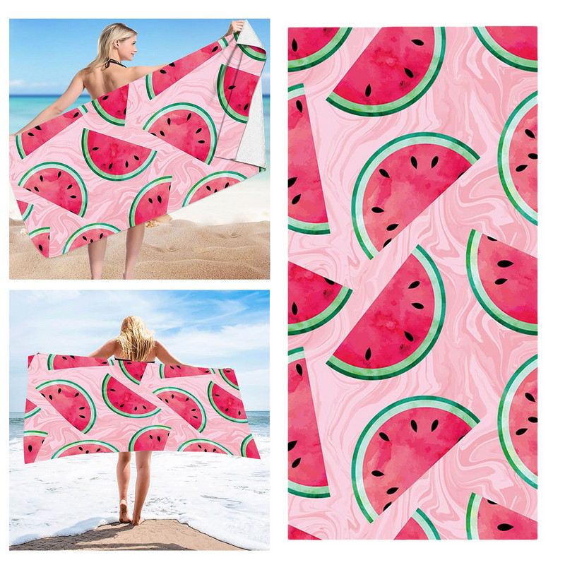 Paplūdimio rankšluostis arbūzu margintas paplūdimio rankšluostis Spalvingas vonios rankšluostis, atsparus smėliui, paplūdimio antklodė