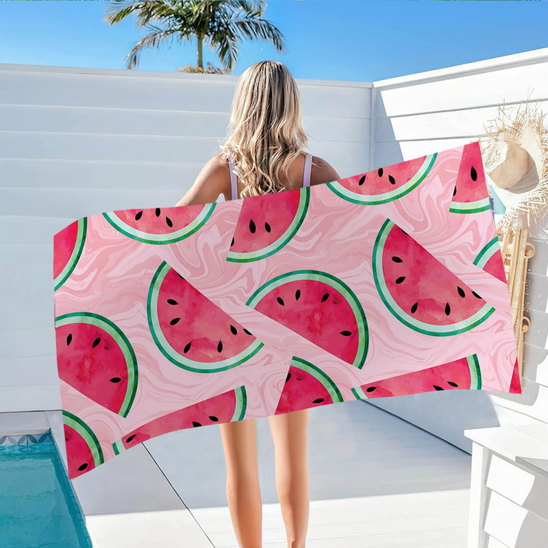 Paplūdimio rankšluostis arbūzu margintas paplūdimio rankšluostis Spalvingas vonios rankšluostis, atsparus smėliui, paplūdimio antklodė
