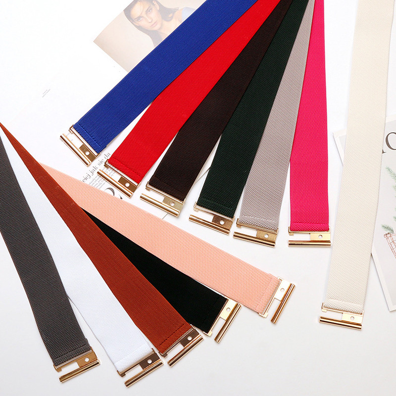 Szélesség 6 cm Rugalmas öv egyszínű fűző öv fém csat női divatos szalagok sztreccs derékpánt női deréköv