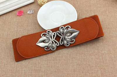 Naujo stiliaus elastinė juosmuo „Four Seasons“ universali moteriškų suknelių marškinių puošmena Elastinė platus juodas diržas