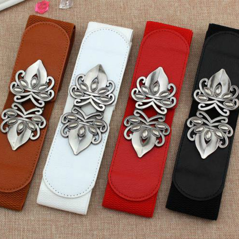 Naujo stiliaus elastinė juosmuo „Four Seasons“ universali moteriškų suknelių marškinių puošmena Elastinė platus juodas diržas