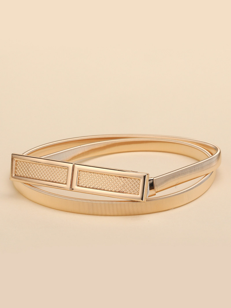 Kuldsed vööd naistele Kleidid Elastsed venivad naiste vöörihmad Metallplaadist Õhukesed naiste kleidirihmad