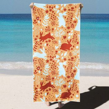 Унисекс Бързосъхнеща плажна кърпа Лятна животинска шарка Хавлиена кърпа за плуване Двустранно кадифе за крайбрежен плувен басейн