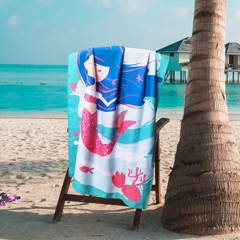Унисекс плажен халат от микрофибър, летен животински модел, хавлиена кърпа, двустранно кадифе за крайбрежен плувен басейн
