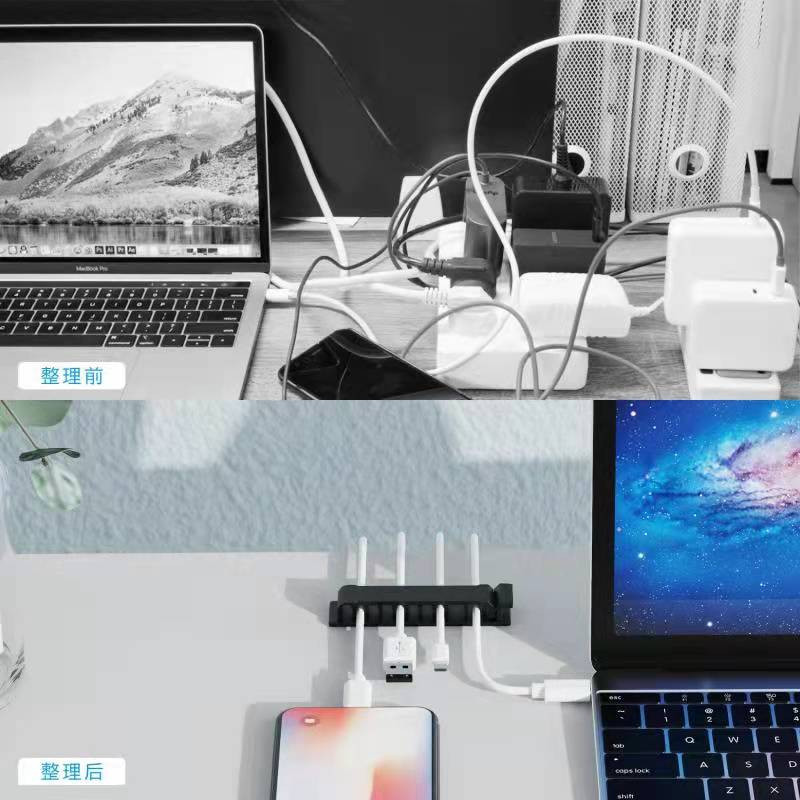 10 Slots Cord Organizer Charger Charger Cable Management for Organising Home Office Desk Phone Car Καλώδιο Αυτοκόλλητες βάσεις καλωδίων