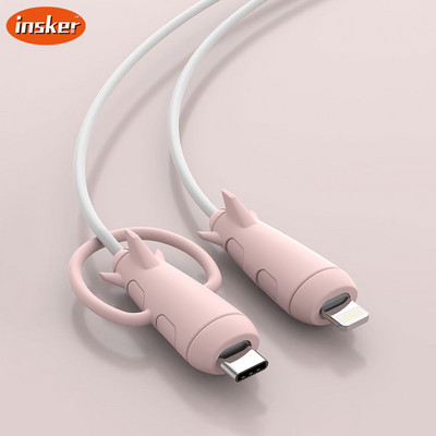 Kábelvédő szilikon töltő vezetékes USB-kábel burkolat, különféle formájú töltőkábelekkel kompatibilis Telefonkábel-rendező