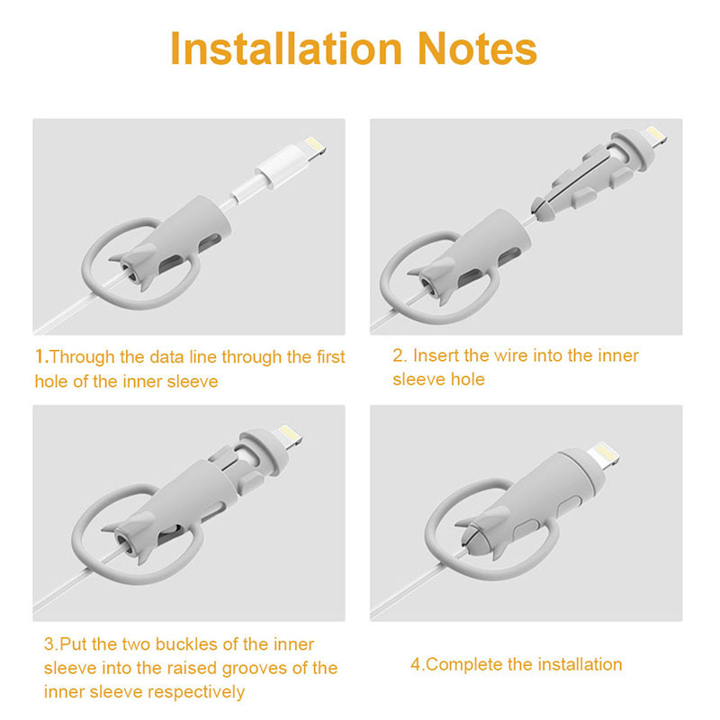 Kabelio apsauga Silikoninis įkroviklis Laidas USB kabelio dangtelis, suderinamas su įvairių formų įkrovimo laidais Telefono kabelio laikiklis