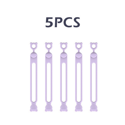 5 bucăți din silicon pentru cablu de date pentru telefon, organizator de cabluri, legături de înfășurare, suport de gestionare a firului, mouse-ul, încărcător pentru căști, clemă, bandă de inel