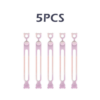 5 bucăți din silicon pentru cablu de date pentru telefon, organizator de cabluri, legături de înfășurare, suport de gestionare a firului, mouse-ul, încărcător pentru căști, clemă, bandă de inel