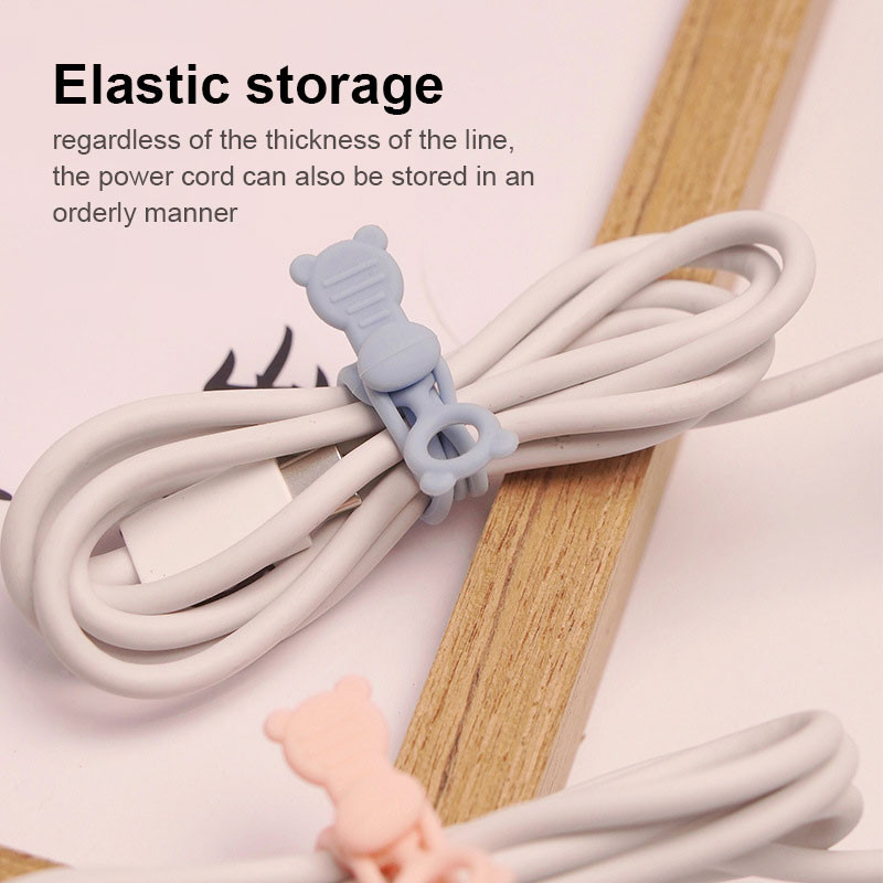 5 bucăți din silicon pentru cablu de date pentru telefon, organizator de cabluri, legături de înfășurare, suport de gestionare a firului, mouse-ul, încărcător pentru căști, clemă, bandă de inel