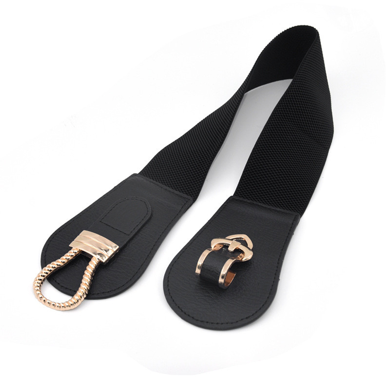 Cureaua lată de modă pentru femei, centură elastică pentru talie, culoare solidă, curea cu cataramă dublă, curea pentru femei, elastică decorativă