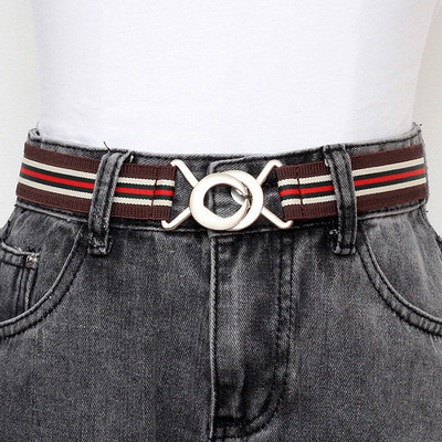 Naiste vabaaja kootud nööpnõelaga pandlaga meeste vöö kootud lõuendist elastsed laiendatavad punutud venivööd naiste teksad