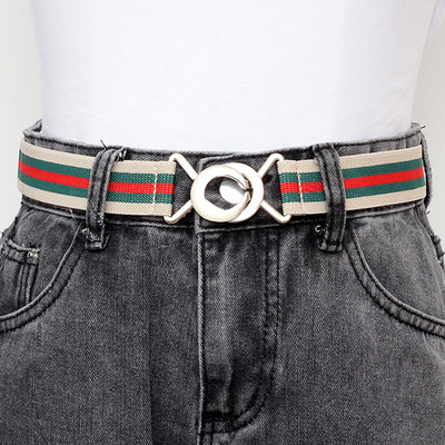 Naiste vabaaja kootud nööpnõelaga pandlaga meeste vöö kootud lõuendist elastsed laiendatavad punutud venivööd naiste teksad