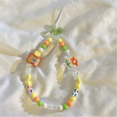 Summer Fresh Slatka breskvasta narukvica s perlama Traka Univerzalna torbica za telefon Lanac Otporan na udarce Traka za mobilni telefon Traka za ručni zglob