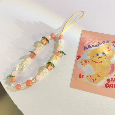 Summer Fresh Slatka breskvasta narukvica s perlama Traka Univerzalna torbica za telefon Lanac Otporan na udarce Traka za mobilni telefon Traka za ručni zglob