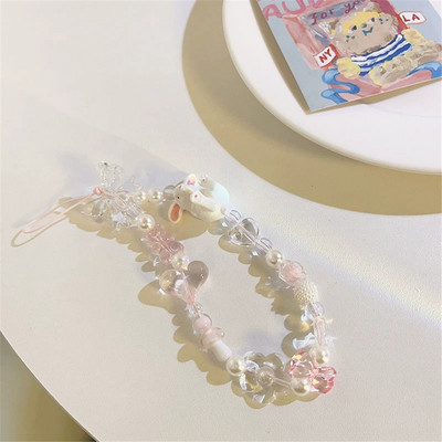 Summer Fresh Slatka breskvasta narukvica s perlama Traka Univerzalna torbica za telefon Lanac Otporan na udarce Traka za mobilni telefon Traka za ručni zglob