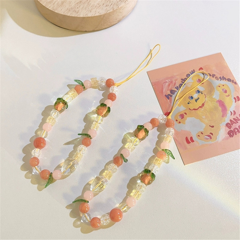 Summer Fresh Slatka breskvasta narukvica s perlama Traka Univerzalna torbica za telefon Lanac Otporan na udarce Traka za mobilni telefon Traka za ručni zglob