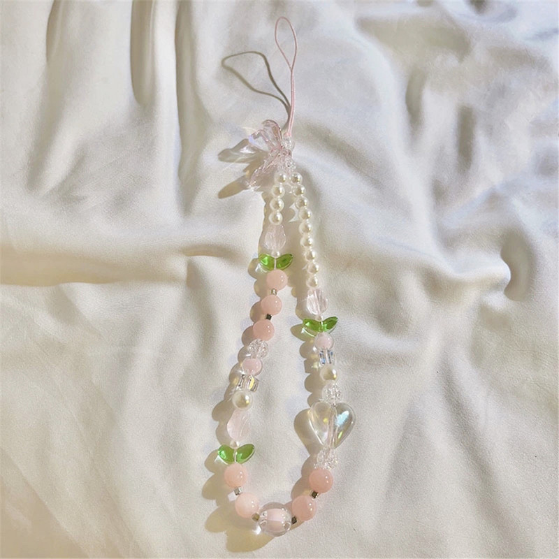 Summer Fresh Slatka breskvasta narukvica s perlama Traka Univerzalna torbica za telefon Lanac Otporan na udarce Traka za mobilni telefon Traka za ručni zglob