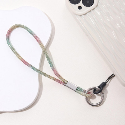 Colier cu șnur de cristal Insigna de identificare Breloc pentru telefon mobil Curea snur cu sclipici Strass Curea strălucitoare pentru gât Funie agățată Acces la telefon