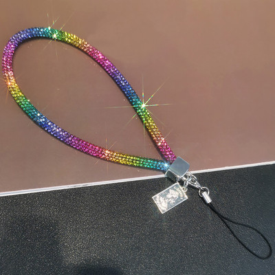 Colier cu șnur de cristal Insigna de identificare Breloc pentru telefon mobil Curea snur cu sclipici Strass Curea strălucitoare pentru gât Funie agățată Acces la telefon