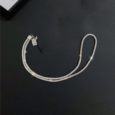 Colier cu șnur de cristal Insigna de identificare Breloc pentru telefon mobil Curea snur cu sclipici Strass Curea strălucitoare pentru gât Funie agățată Acces la telefon