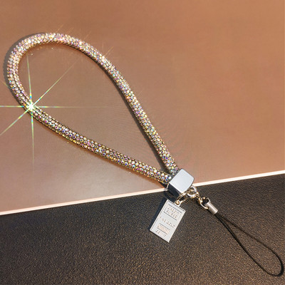 Colier cu șnur de cristal Insigna de identificare Breloc pentru telefon mobil Curea snur cu sclipici Strass Curea strălucitoare pentru gât Funie agățată Acces la telefon