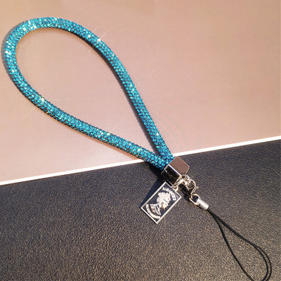 Colier cu șnur de cristal Insigna de identificare Breloc pentru telefon mobil Curea snur cu sclipici Strass Curea strălucitoare pentru gât Funie agățată Acces la telefon